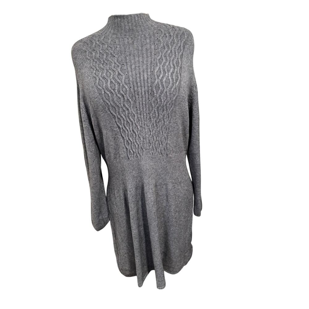 Simply Couture mock neck cable-knit gray sweater dress Plus Size 3x runs small